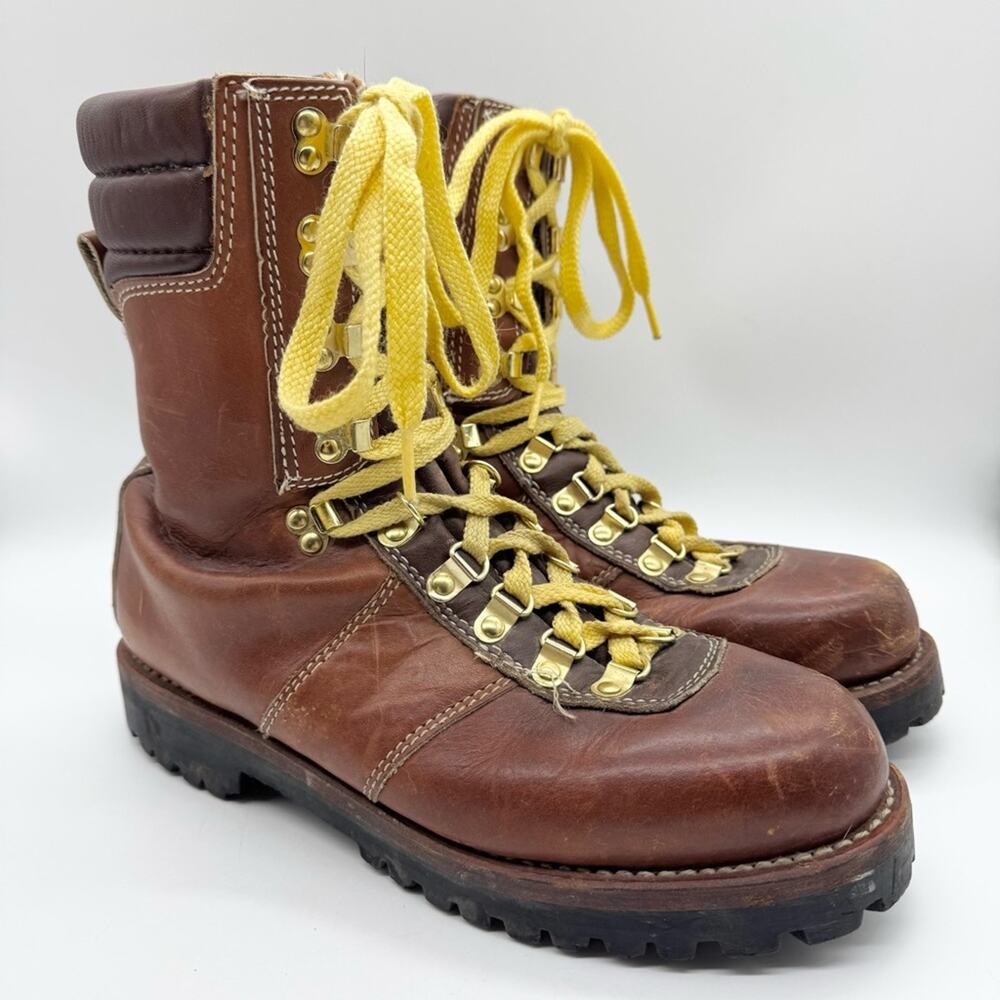 Vintage Montblanc Leather Mountaineering Lace Up Thinsulate Boots‎ Brown Size 9D